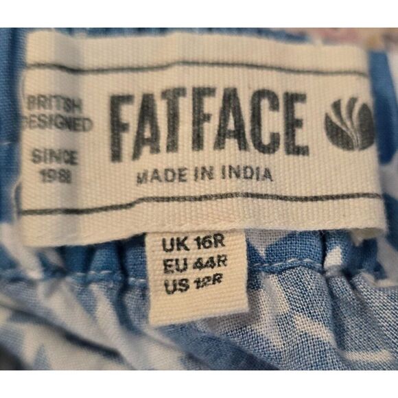 Fatface Womens Blue White Abstract Print Wide Leg Lightweight Casual Style pants - Picture 6 of 8